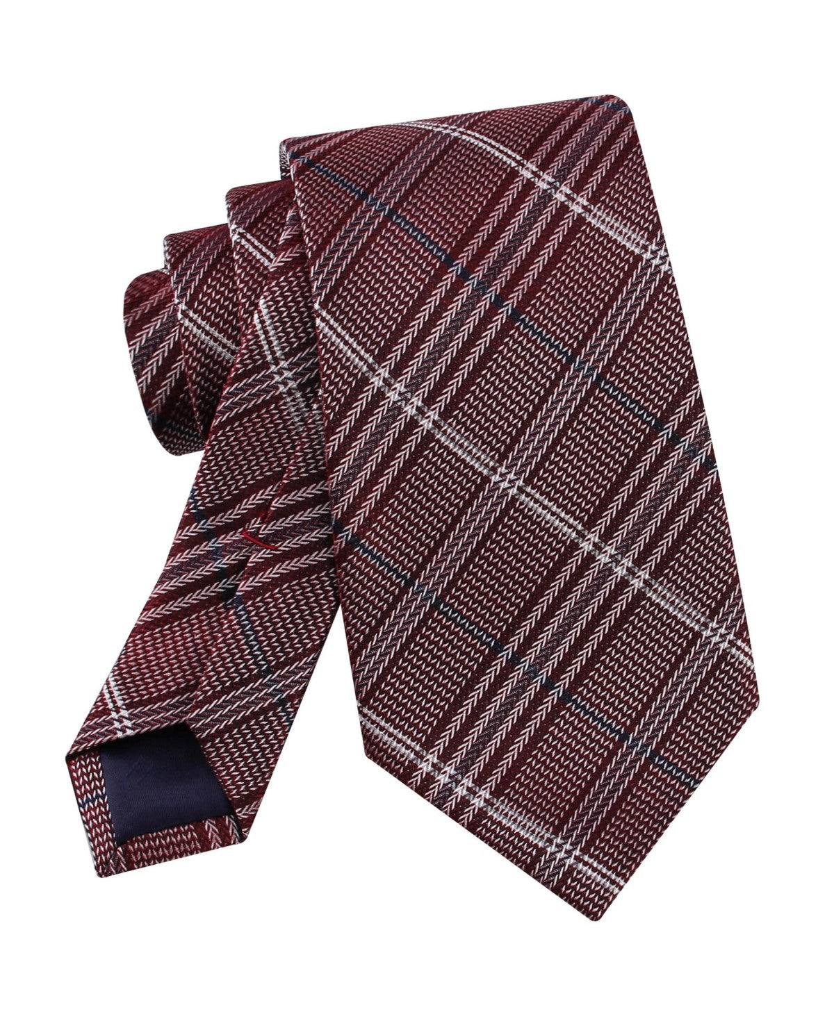 Tommy Hilfiger Mens Jeffrey Plaid Neck Tie Dark Red
