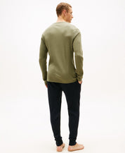 Tommy Hilfiger Mens Thermal Long Sleeve Pajama Shirt Olive Large