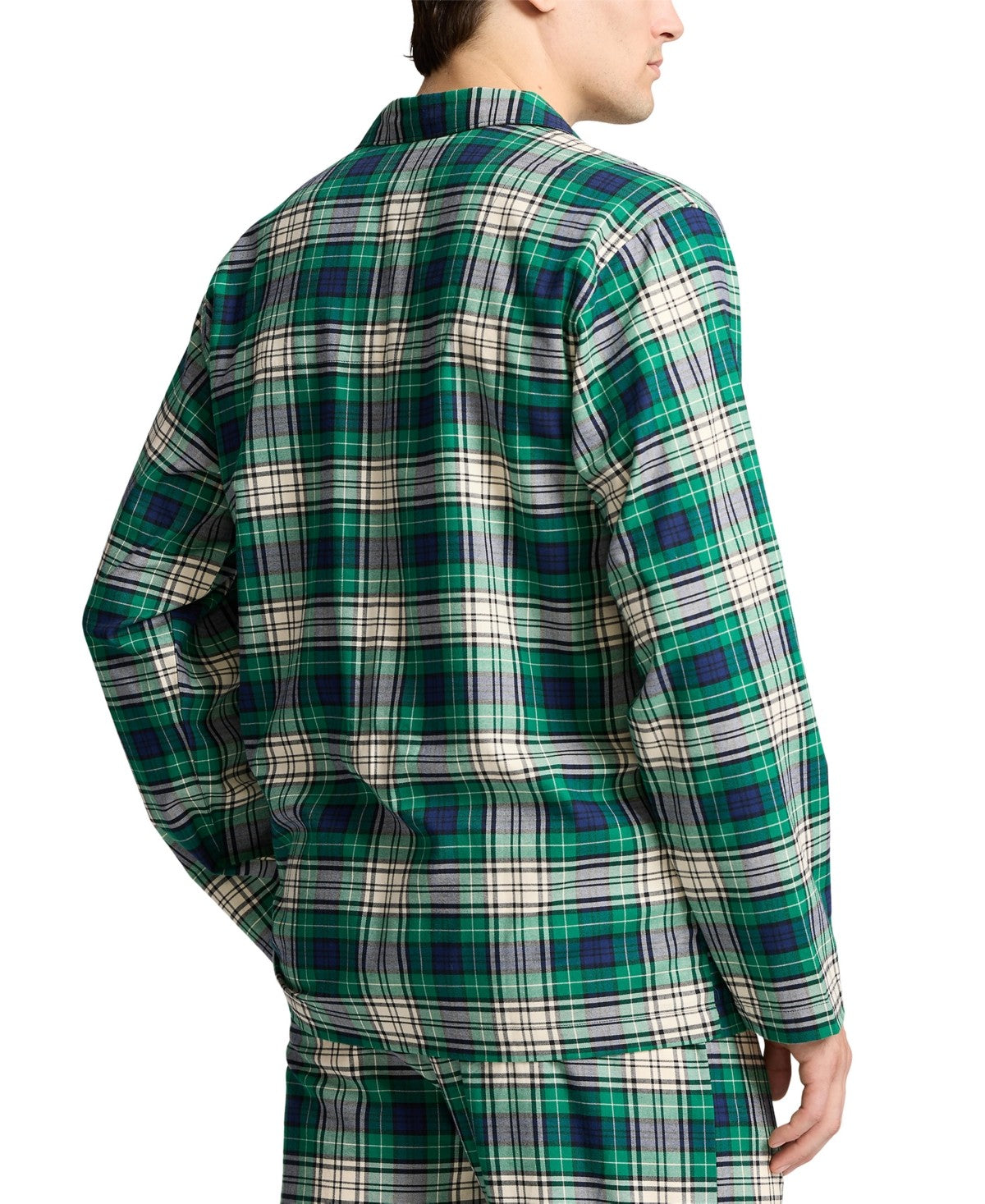 Polo Ralph Lauren Mens Flannel Plaid Long Sleeve Pajama Shirt XL Green Plaid