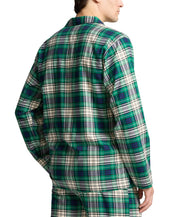 Polo Ralph Lauren Mens Flannel Plaid Long Sleeve Pajama Shirt XL Green Plaid