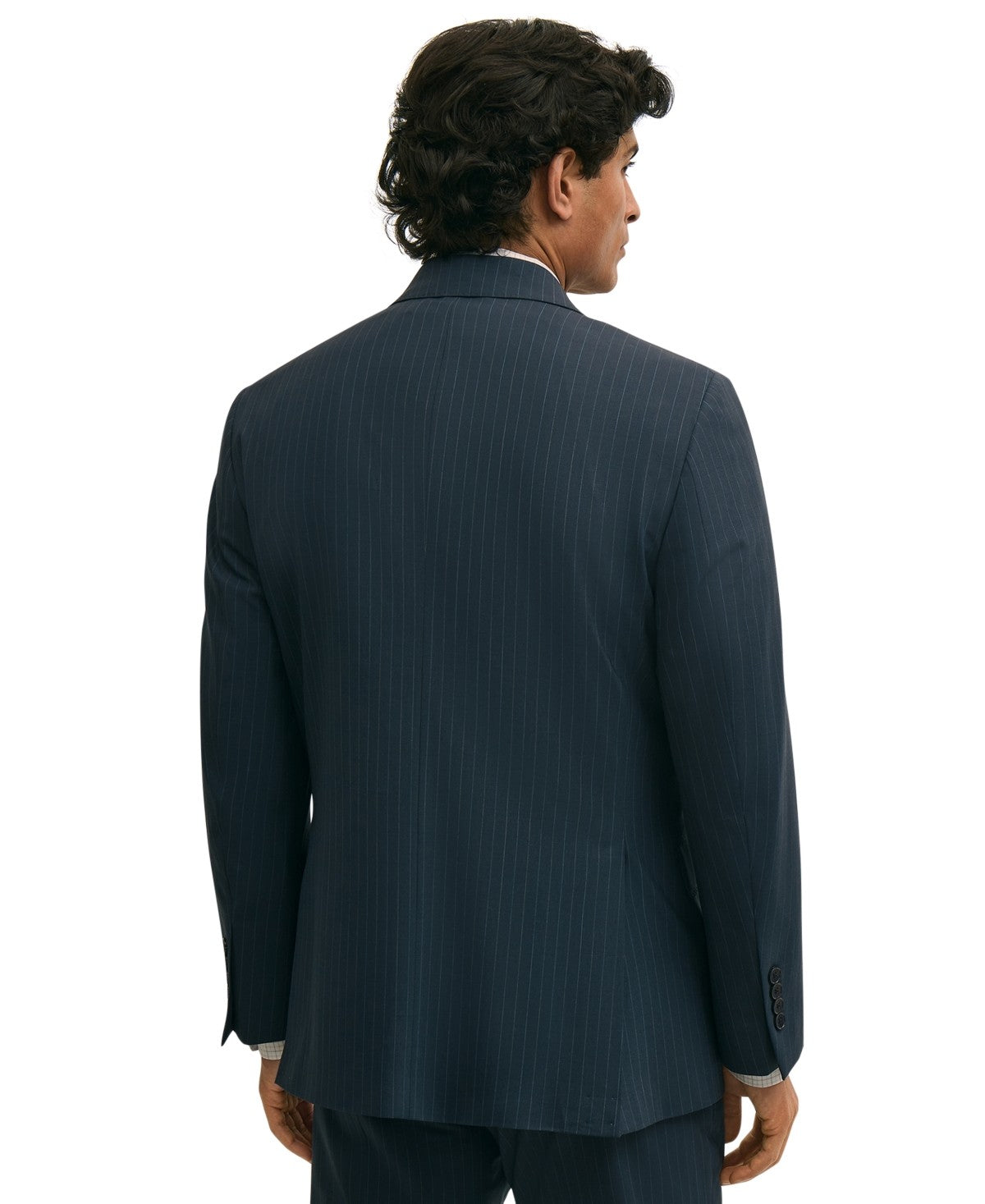 B by Brooks Brothers Men's Pinstripe Double-Breasted Suit Jacket 38 R Navy