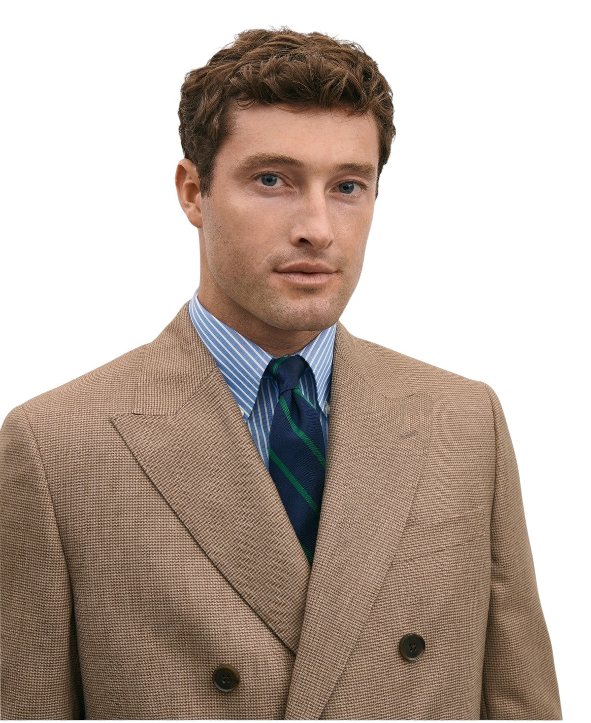 Brooks Brothers Mens Classic fit Suit Jacket Blazer 50 R Brown Tan Houndstooth