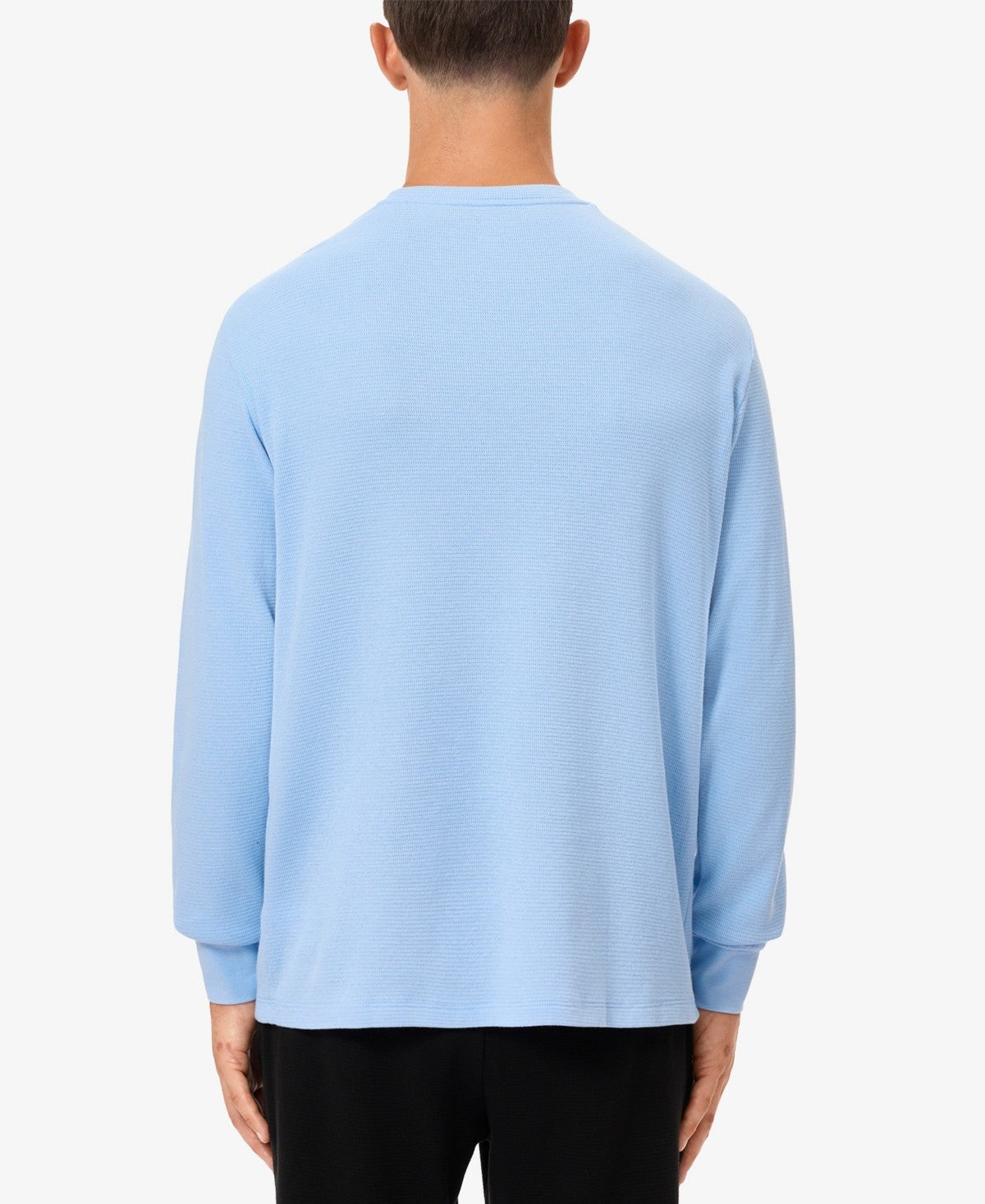 Lacoste Mens Thermal Long Sleeve Crewneck T-Shirt Sky Blue Large