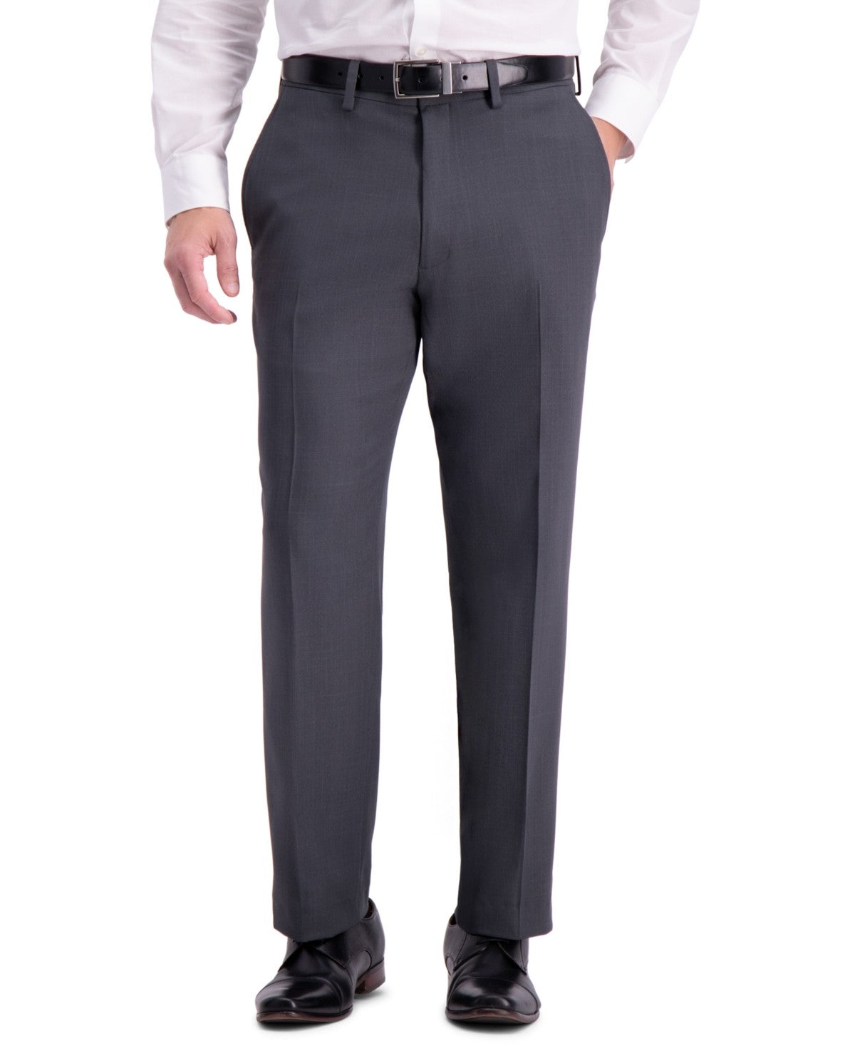 Haggar Mens  fit Dress Pants 44 / 32 Gray Solid