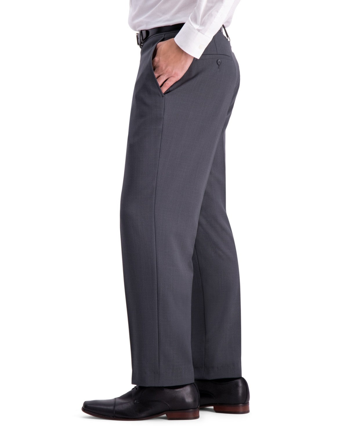 Haggar Mens  fit Dress Pants 44 / 32 Gray Solid