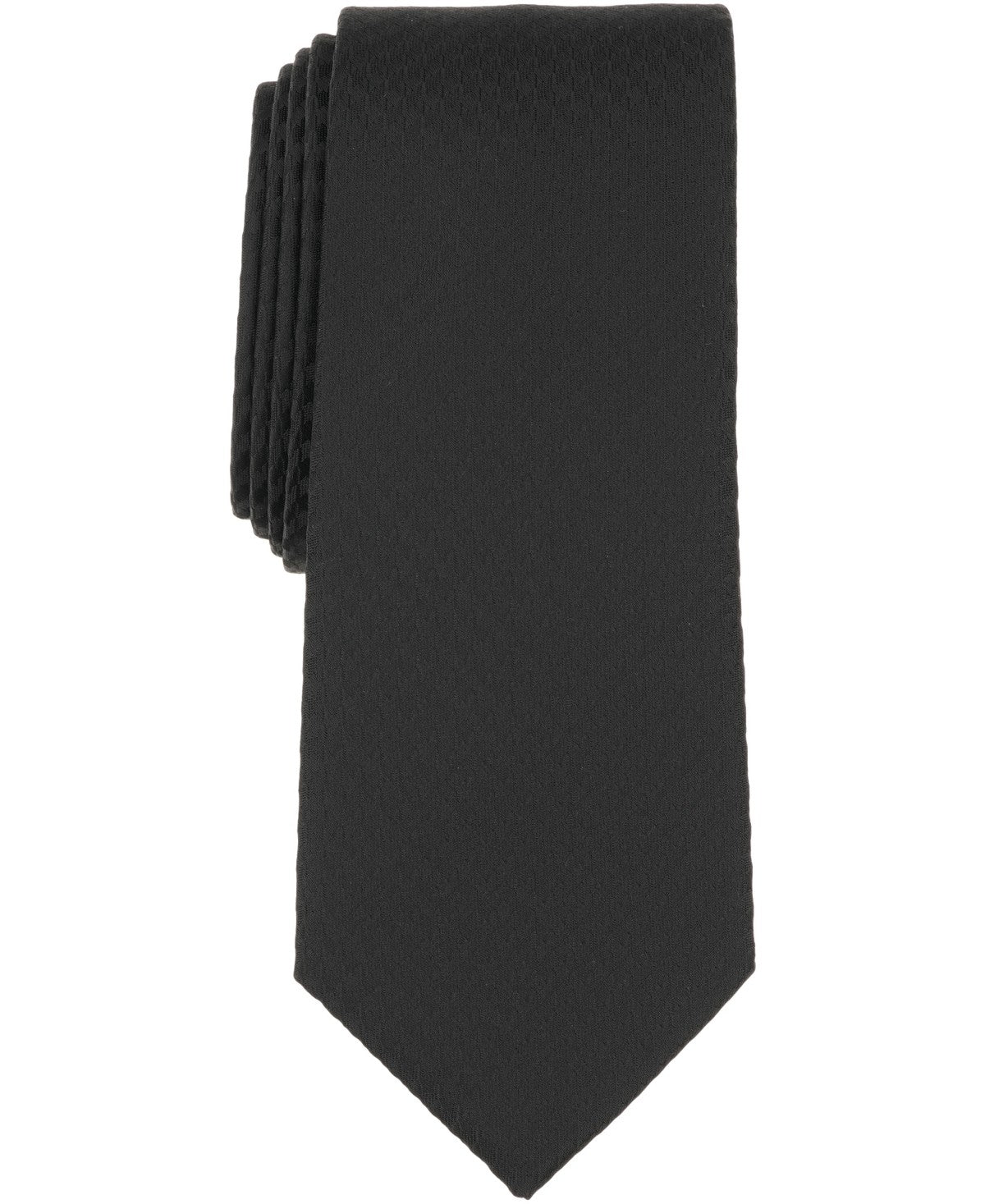 Alfani Mens Celeste Houndstooth Pattern Slim Tie Black
