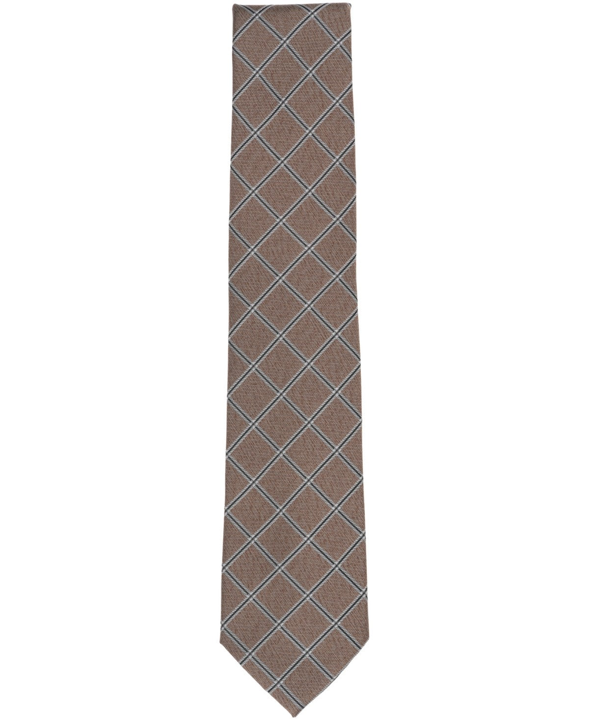 Michael Kors Mens Yarrow Grid Classic Neck Tie Camel
