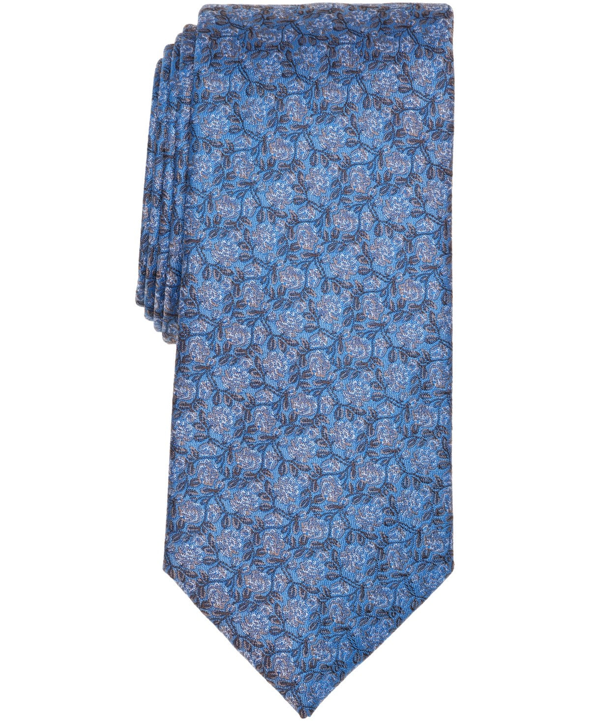 Michael Kors Mens Tolane Floral Print Classic Neck Tie Blue