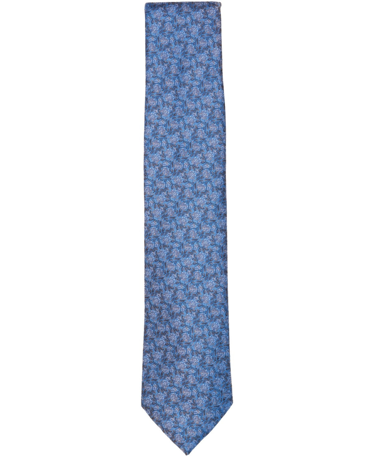 Michael Kors Mens Tolane Floral Print Classic Neck Tie Blue
