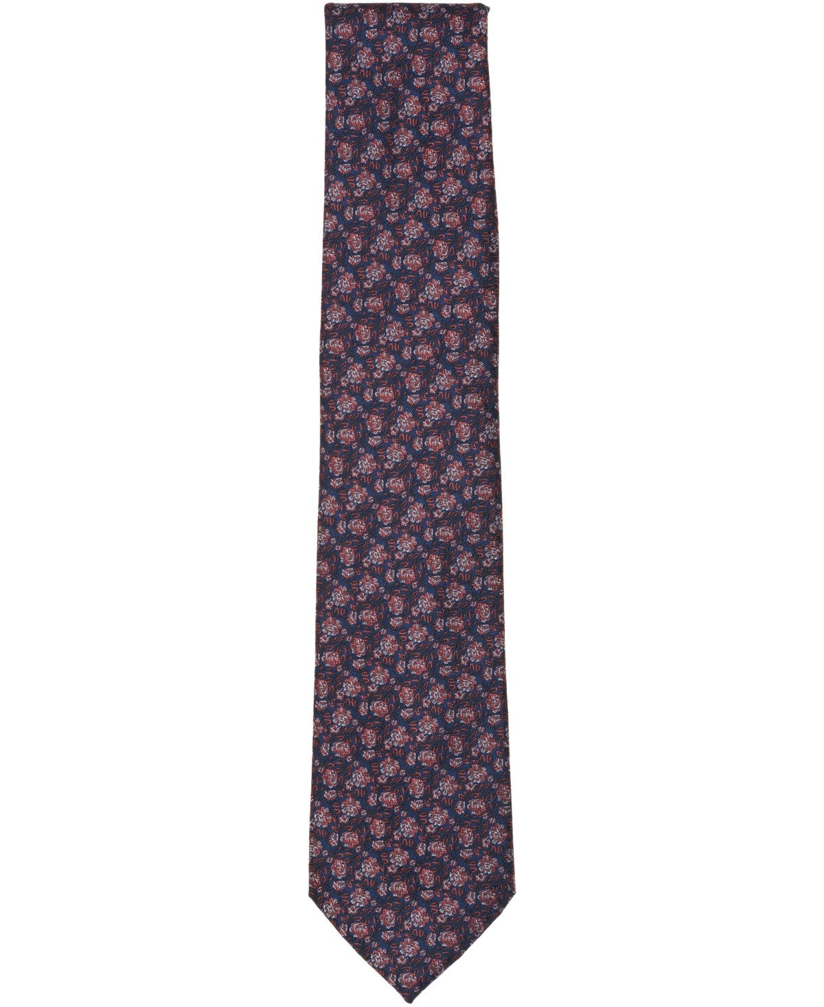 Michael Kors Mens Tolane Floral Print Classic Neck Tie Burgundy