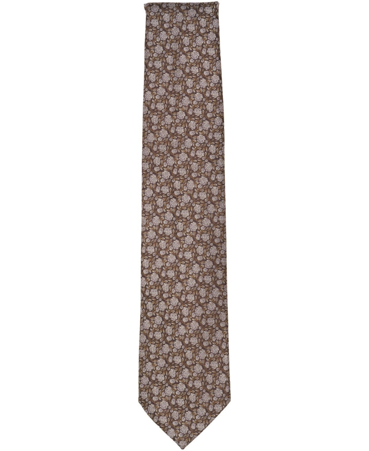 Michael Kors Mens Tolane Floral Print Classic Neck Tie Brown
