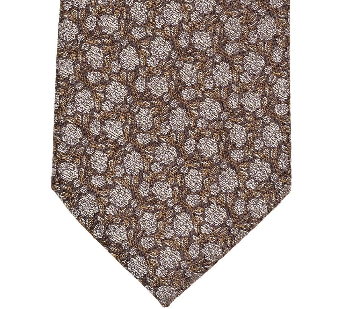 Michael Kors Mens Tolane Floral Print Classic Neck Tie Brown