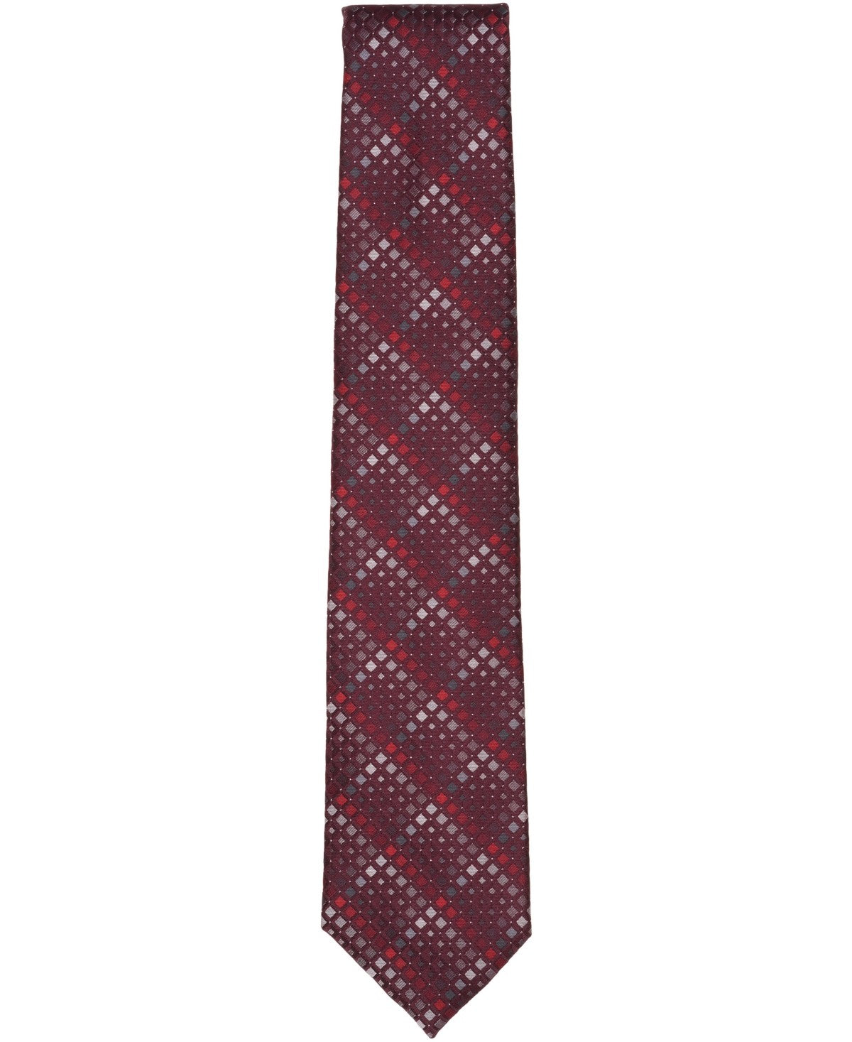 Perry Ellis Portfolio Mens Janda Geo-Pattern Classic Neck Tie Burgundy