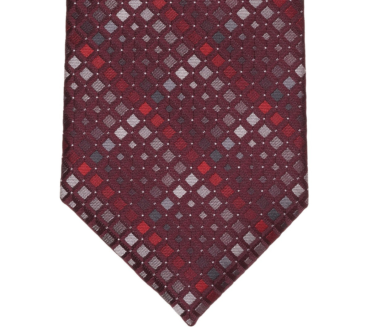 Perry Ellis Portfolio Mens Janda Geo-Pattern Classic Neck Tie Burgundy