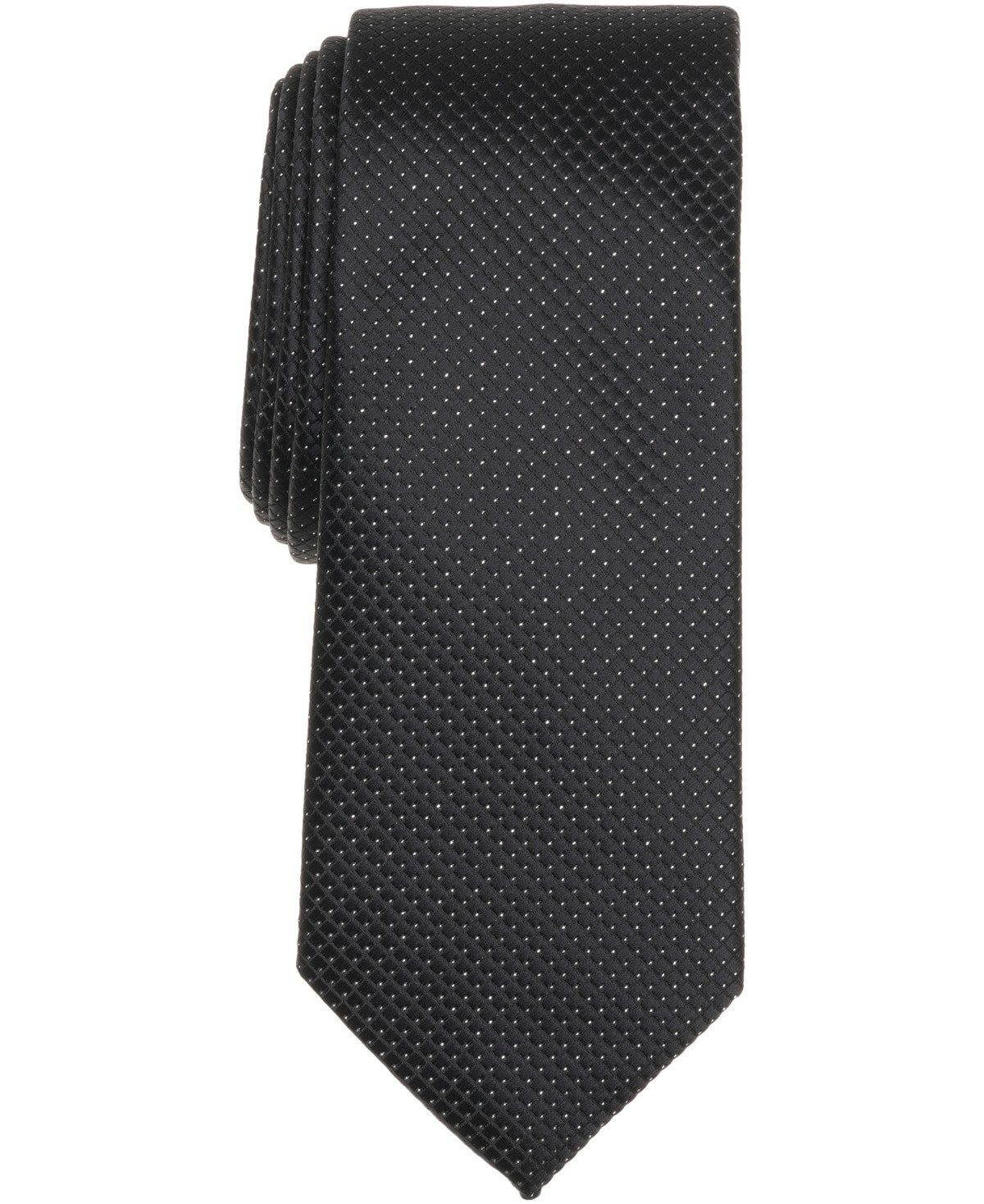 Alfani Mens Luster Mini Slim Neck Tie Black/White