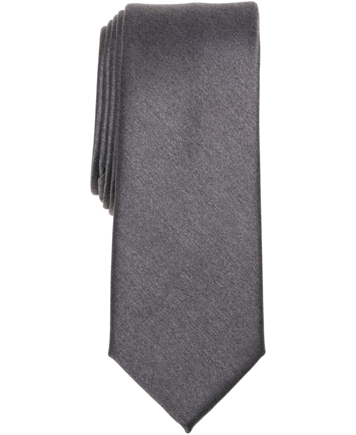 Bar III Mens Cool Metallic Solid Neck Tie Charcoal