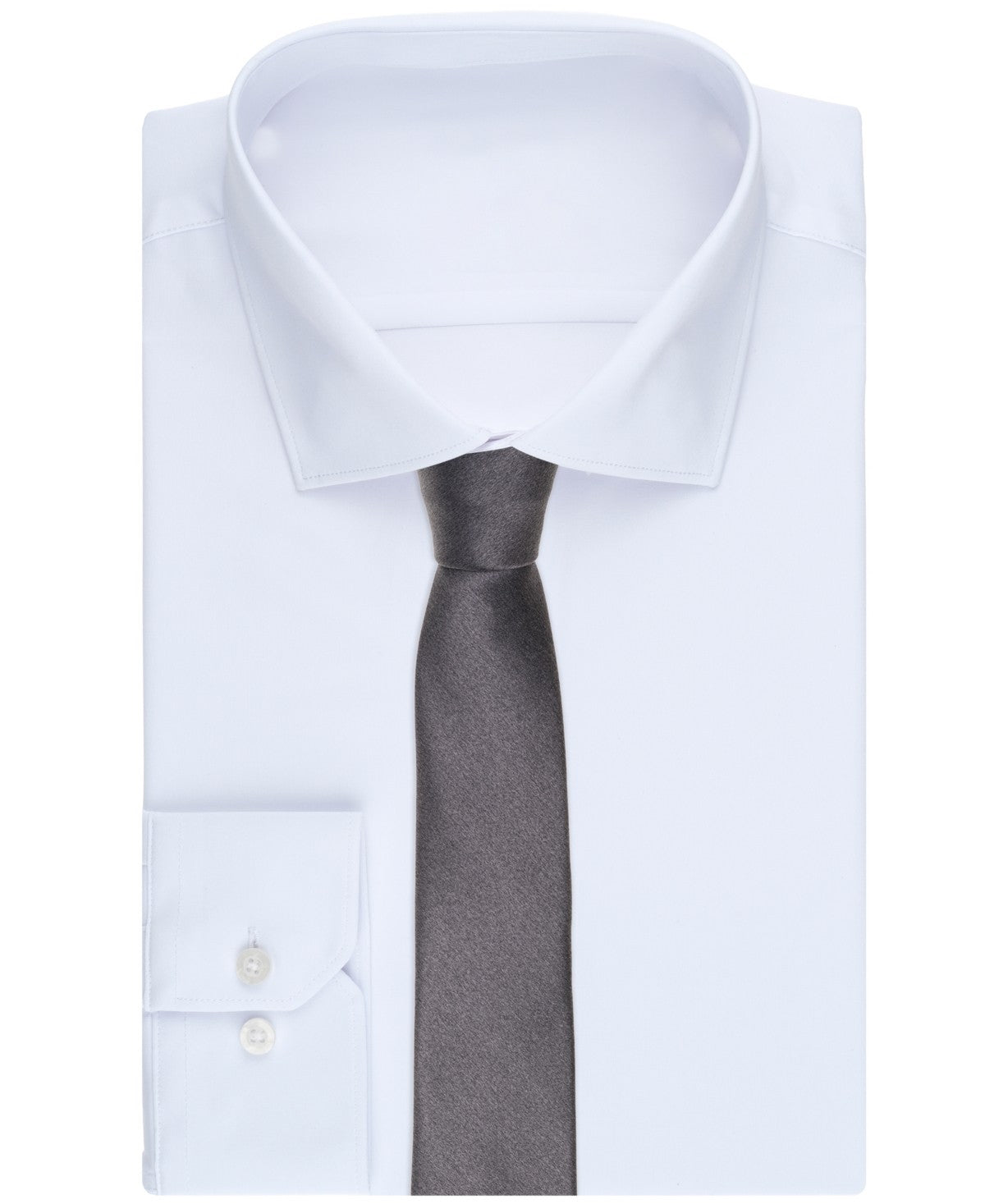 Bar III Mens Cool Metallic Solid Neck Tie Charcoal