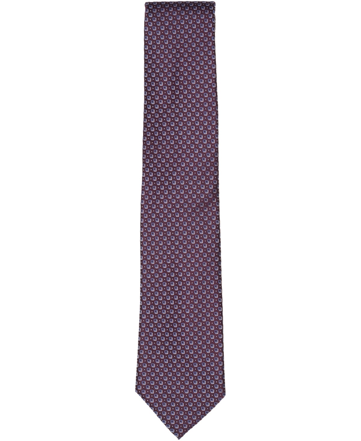 Michael Kors Mens Classic Rossell Square-Pattern Neck Tie Burgundy