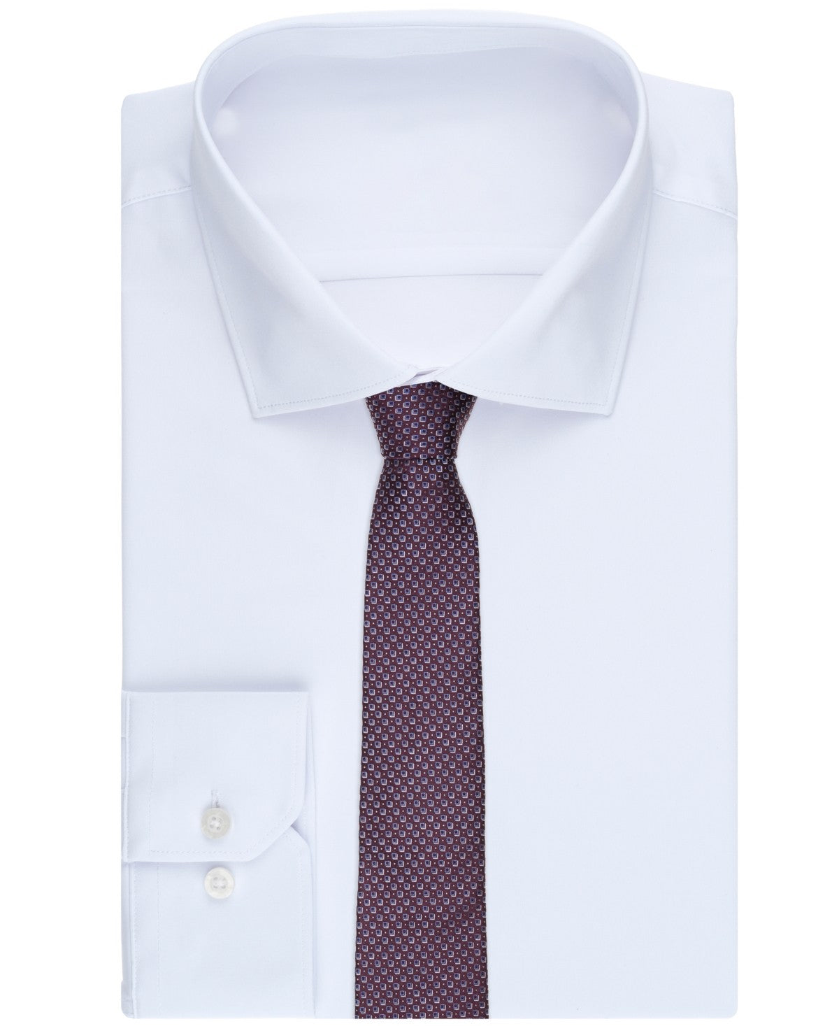 Michael Kors Mens Classic Rossell Square-Pattern Neck Tie Burgundy