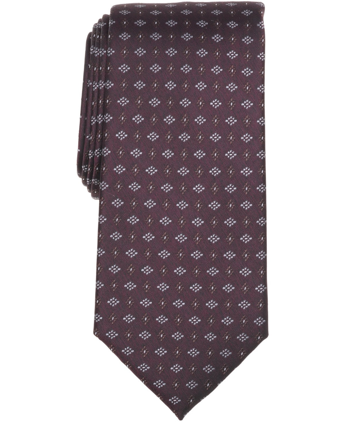 Michael Kors Mens Pindot Neat Pattern Neck Tie Burgundy