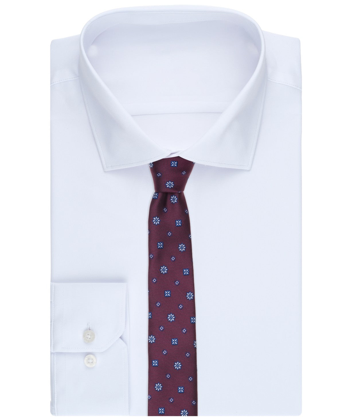 Bar III Mens Admiral Neat Floral Print Neck Tie Berry