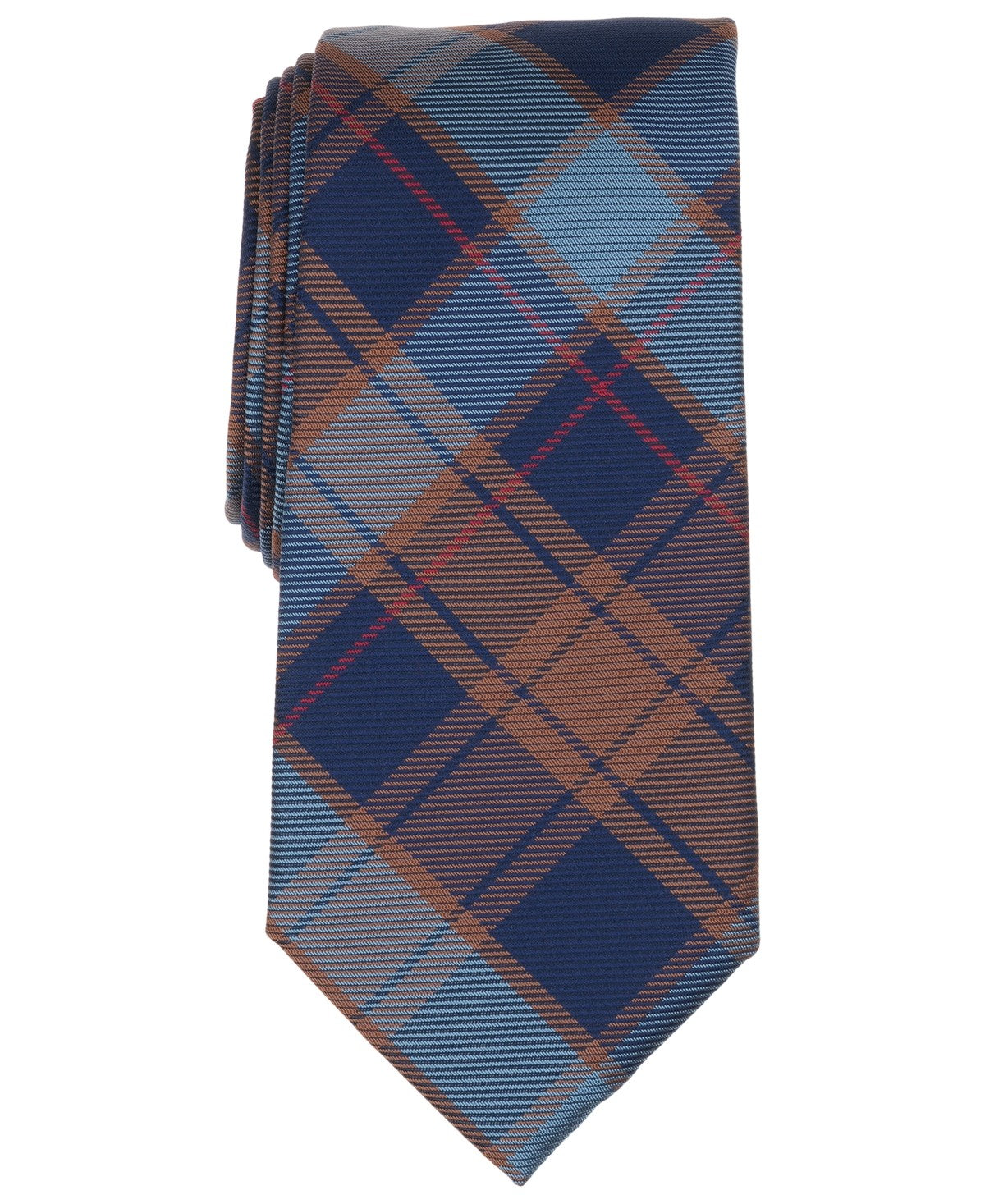 Club Room Mens Promenade Plaid Neck Tie Taupe/Blue
