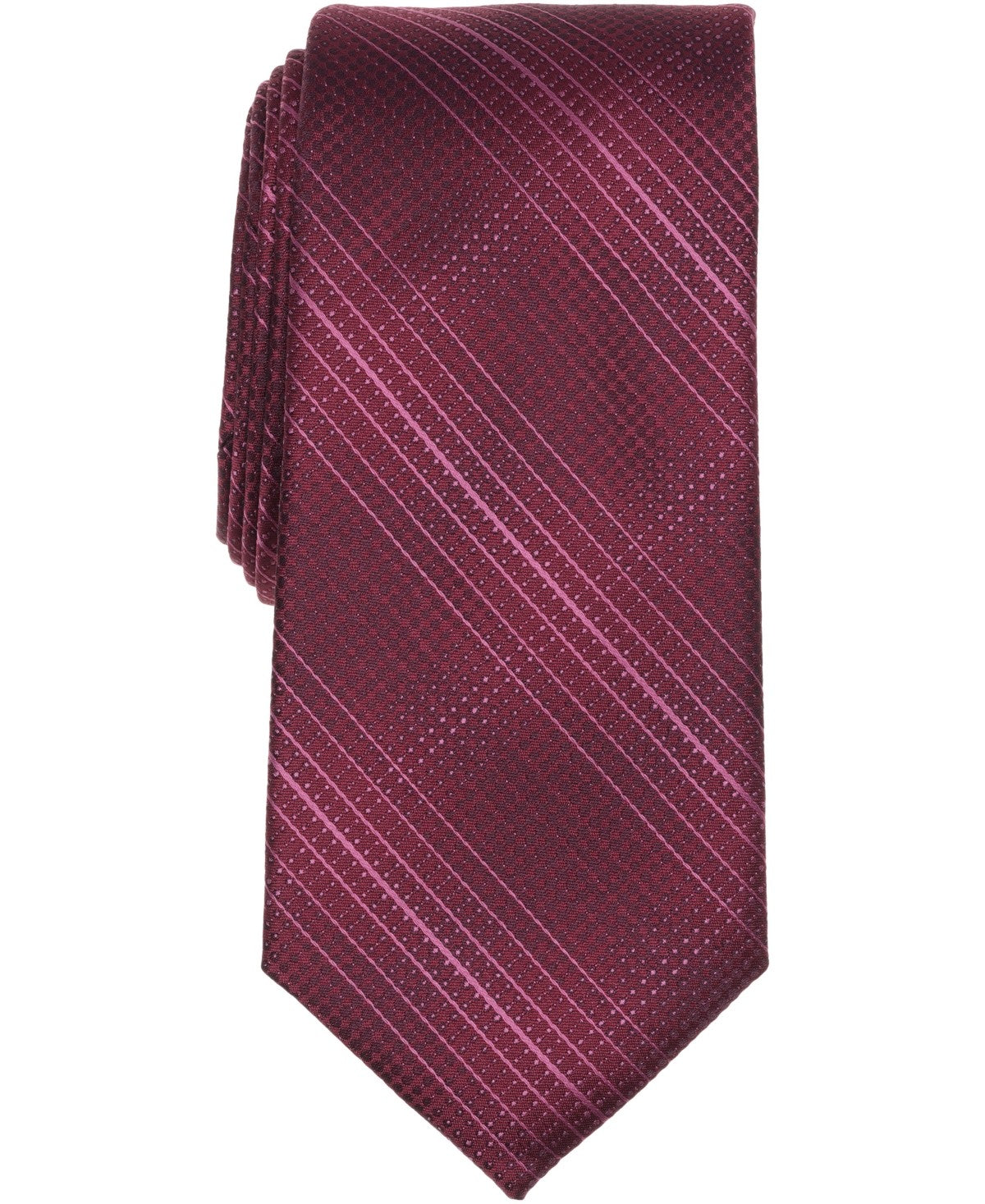 Perry Ellis Portfolio Mens Borlan Plaid Neck Tie Burgundy