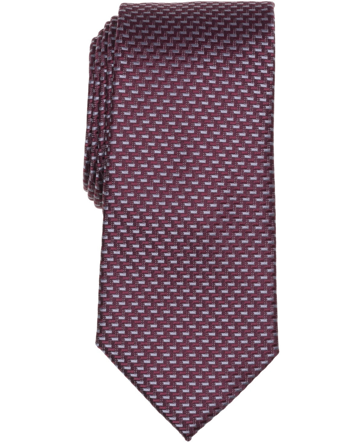 Perry Ellis Portfolio Mens Craven Mini Pattern Classic Fit Neck Tie Burgundy
