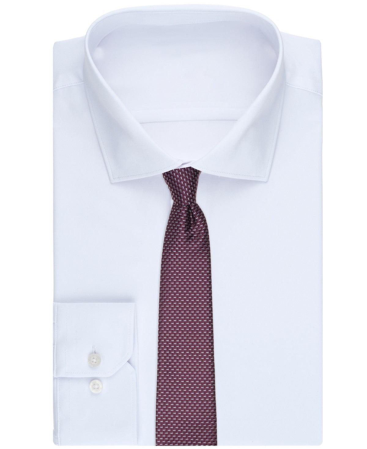 Perry Ellis Portfolio Mens Craven Mini Pattern Classic Fit Neck Tie Burgundy