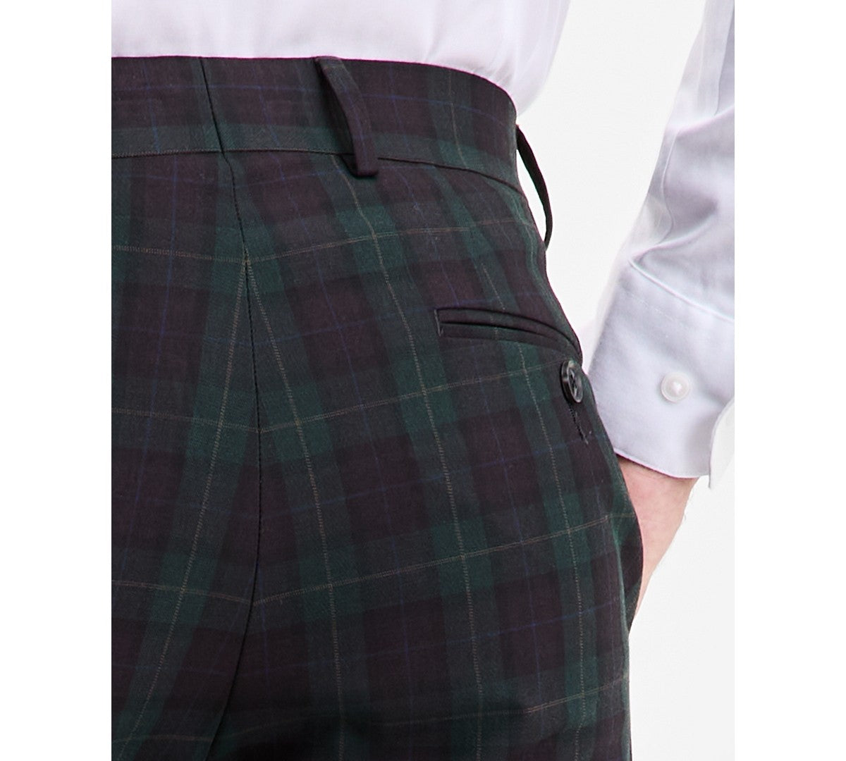 Bar Iii Mens Slim fit Wool Dress Pants 29 / 30 Green Plaid