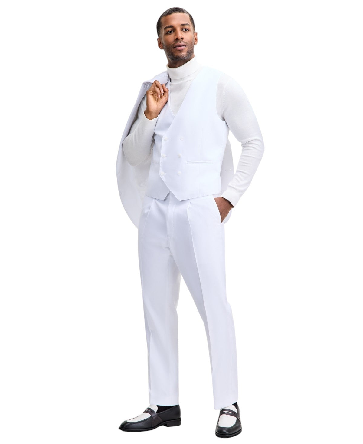 Tayion Mens Classic fit Button-Up Suit Vest XL White Solid