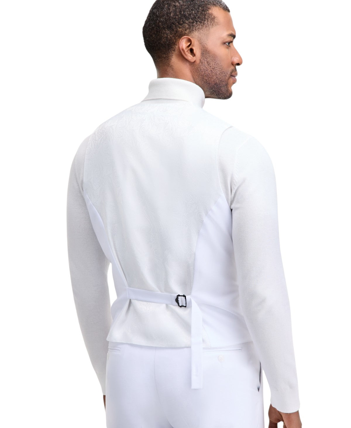 Tayion Mens Classic fit Button-Up Suit Vest XL White Solid double breasted