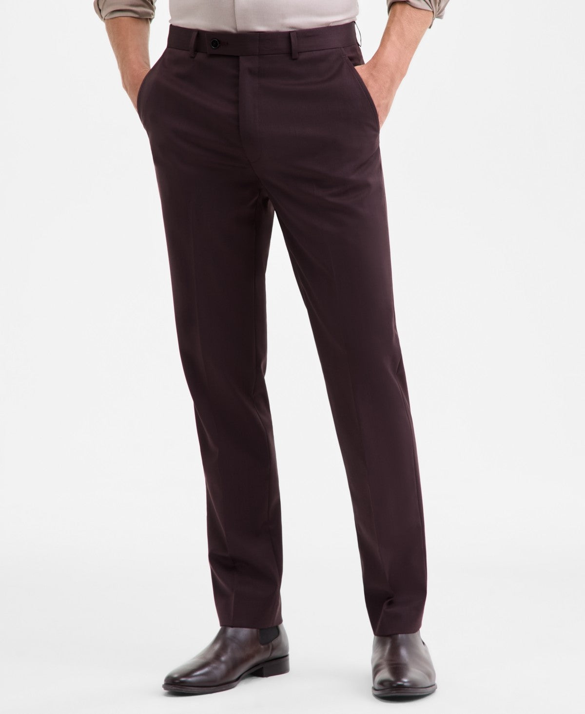 Calvin Klein Mens Slim fit Dress Pants 40 / 30 Burgundy Red Solid Stre –  Bristol Apparel Co