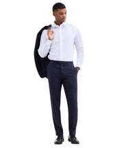 Calvin Klein Mens Slim fit Dress Pants 34 / 32 Navy Blue Plaid Stretch Wool