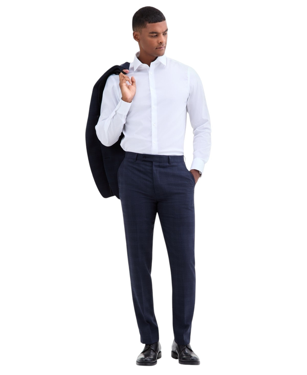 Calvin Klein Mens Slim fit Dress Pants 30 / 30 Navy Blue Plaid Stretch