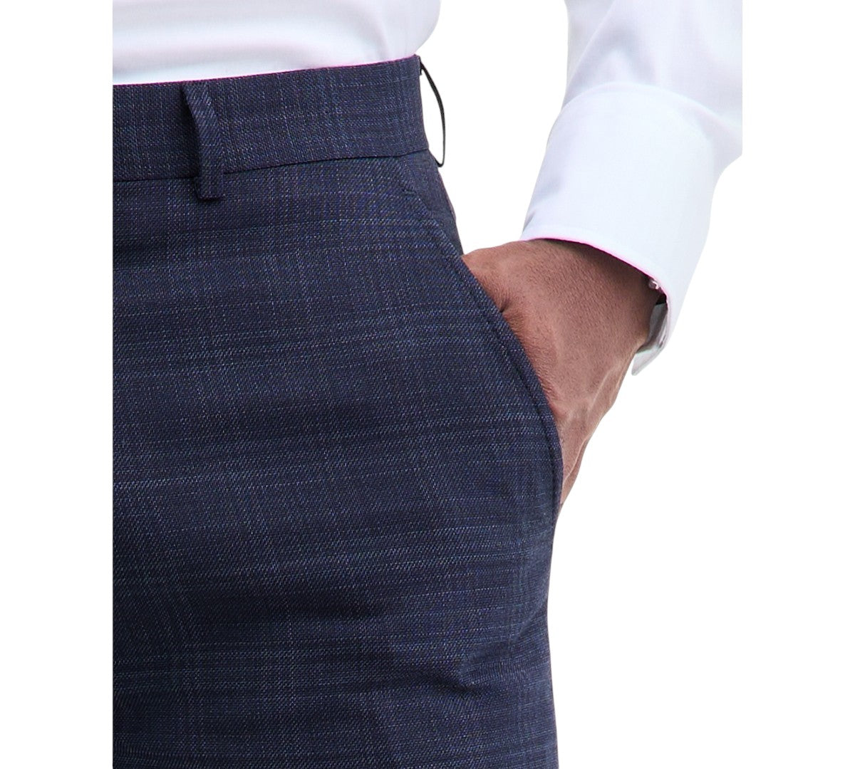 Calvin Klein Mens Slim fit Wool Dress Pants 36 / 32 Navy  Blue Plaid