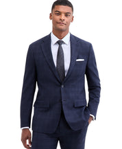 Calvin Klein Mens Slim fit Wool Knit Suit Jacket Blazer 44 S Navy Blue Plaid