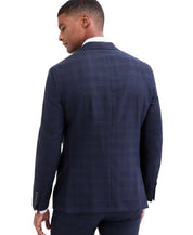 Calvin Klein Mens Slim fit Wool Knit Suit Jacket Blazer 44 S Navy Blue Plaid
