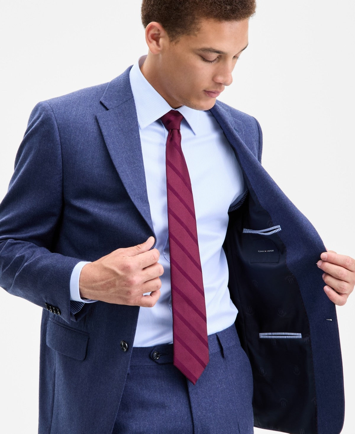 Tommy Hilfiger Mens Modern fit Wool Suit Jacket Blazer 46 L Blue Solid