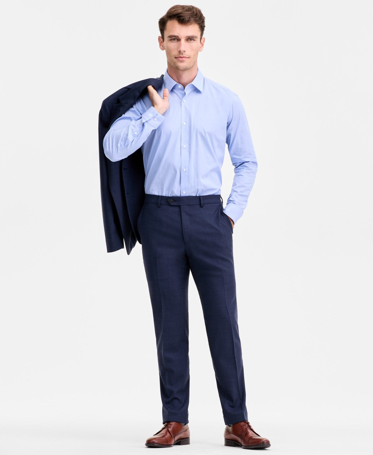 Ted Baker Mens Modern fit Wool Dress Pants 32 / 34 Navy  Blue Solid