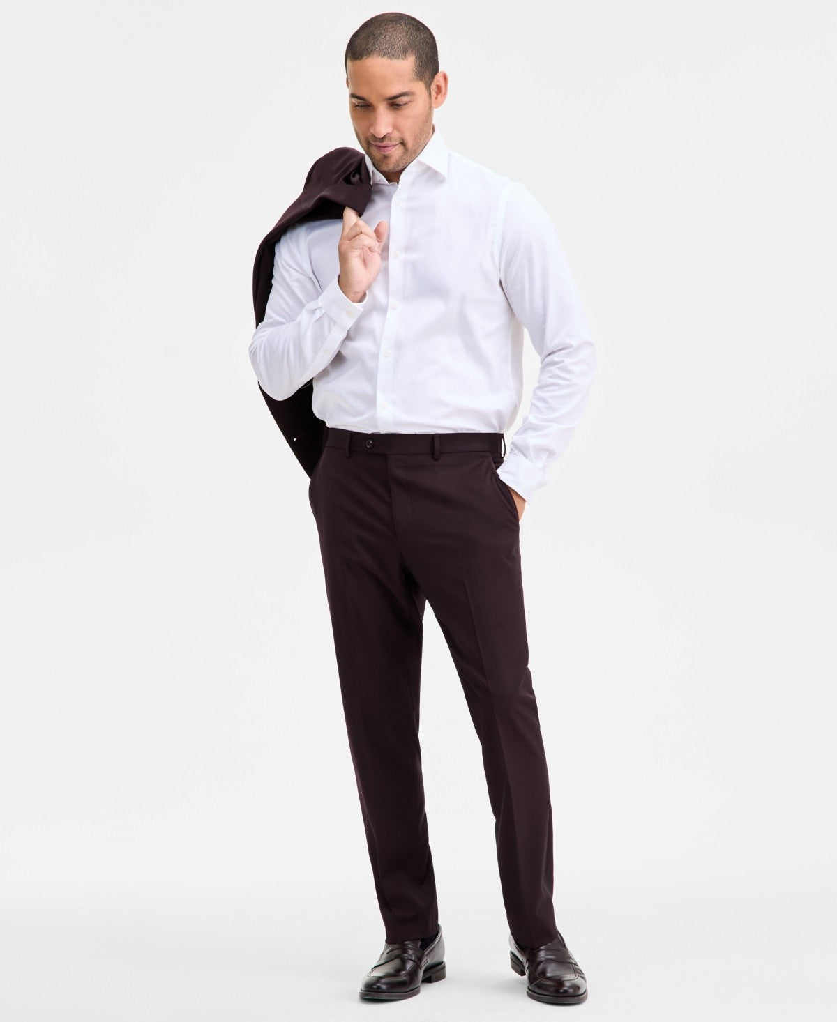 Ted Baker Mens Modern fit Dress Pants 30 / 32 Burgundy Red Solid Stretch Wool