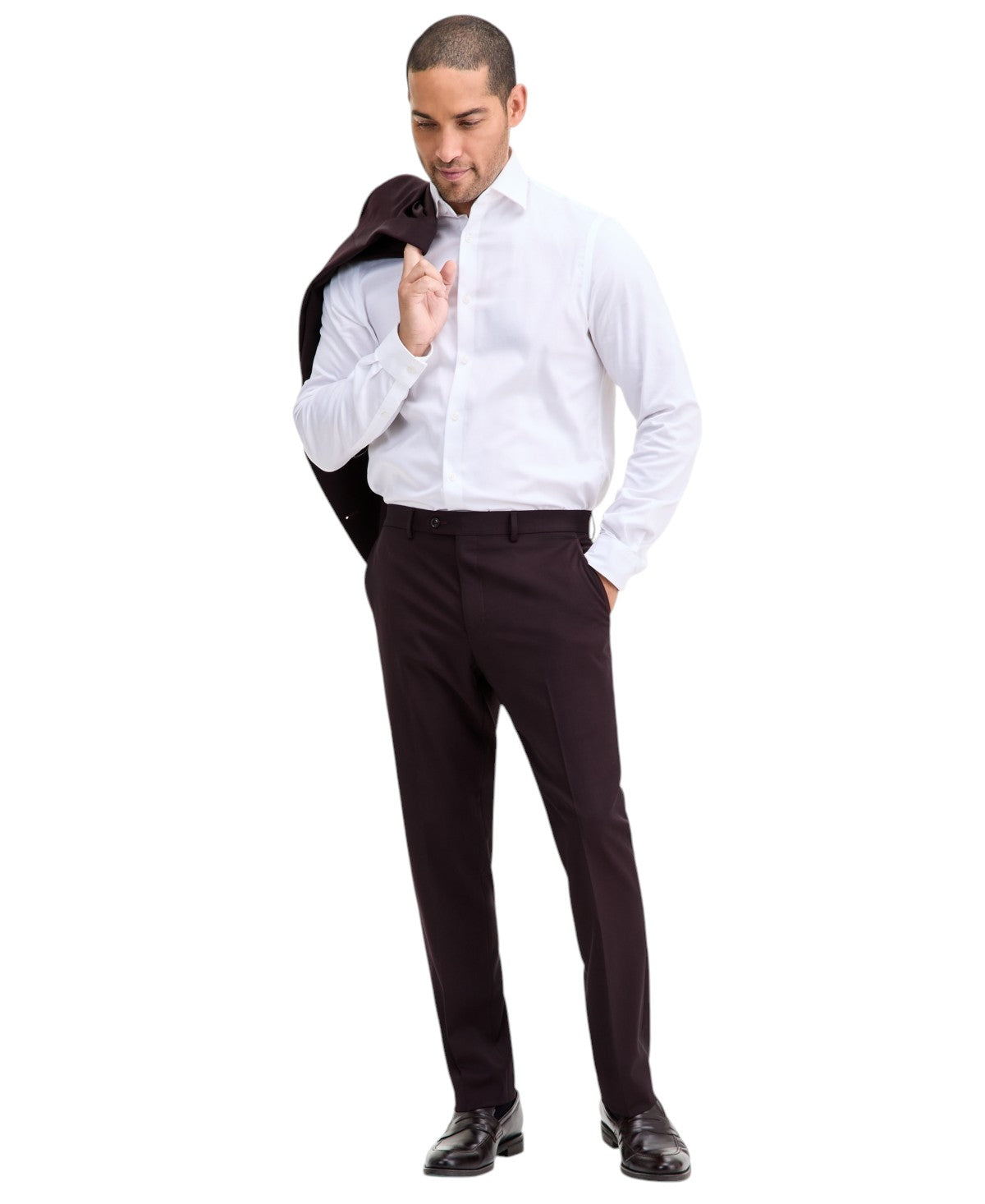 Ted Baker Mens Modern fit Dress Pants 36 / 34 Burgundy Red Solid Stretch