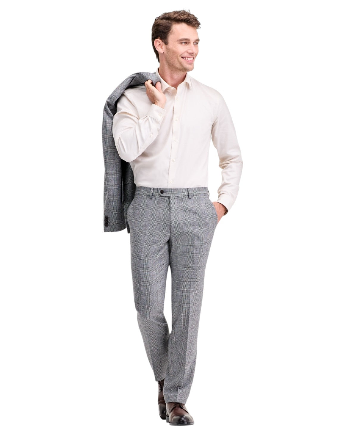 Ted Baker Mens Modern fit Wool Dress Pants 33 / 32 Grey Plaid