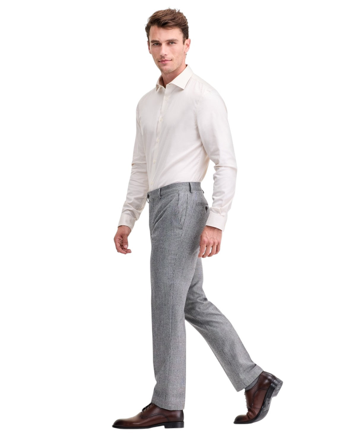 Ted Baker Mens Modern fit Wool Dress Pants 34 / 32 Grey Plaid