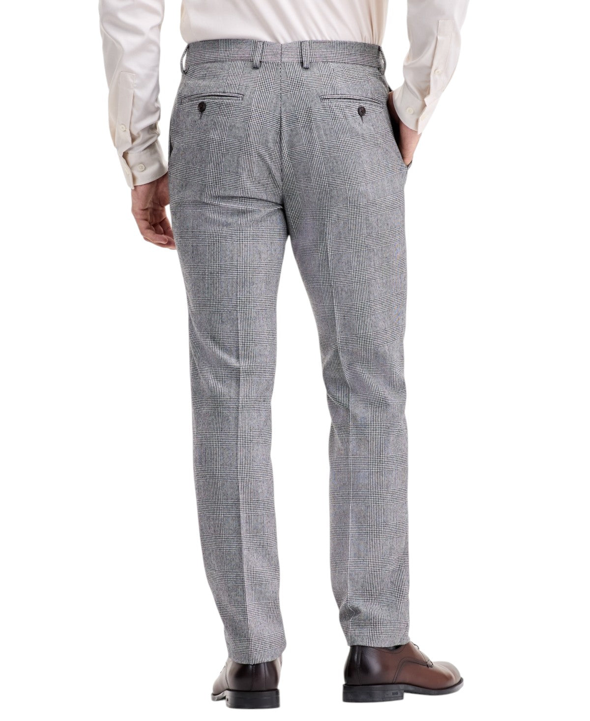 Ted Baker Mens Modern fit Wool Dress Pants 33 / 32 Grey Plaid