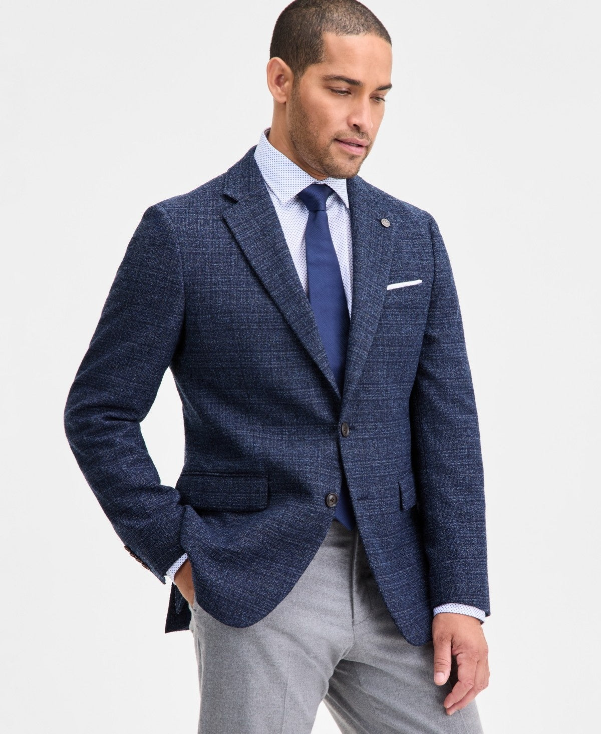 Ted Baker Mens Modern fit Wool Sport Coat Blazer 38 R Navy Blue Plaid