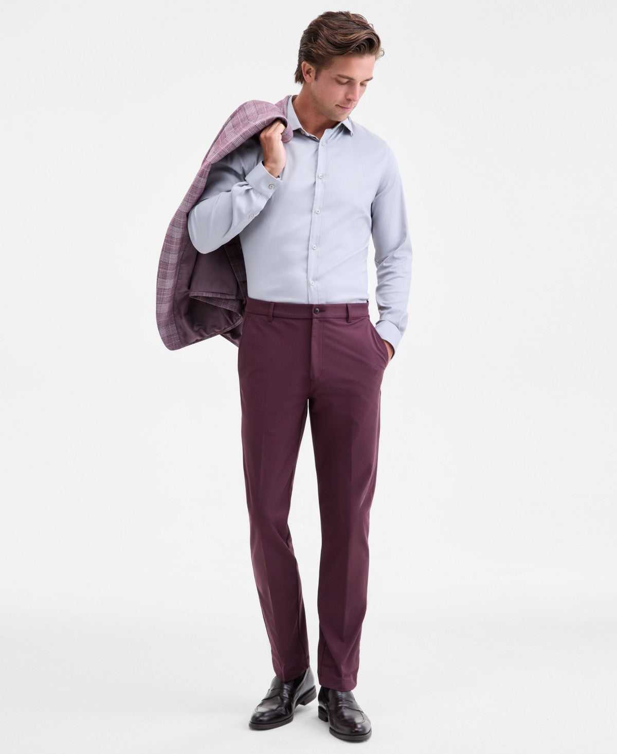 Michael Kors Mens Classic fit Dress Pants 32 / 32 Berry Red Solid