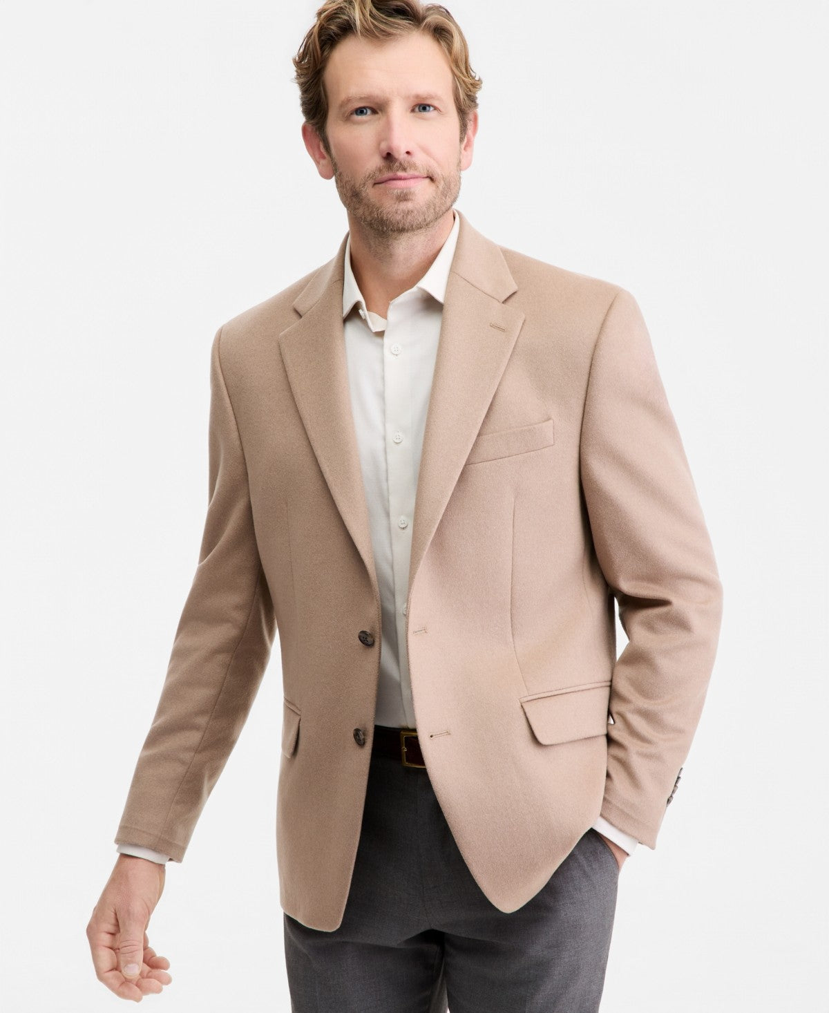 Michael Kors Mens Classic fit Wool Sport Coat Blazer 48 L Beige Solid