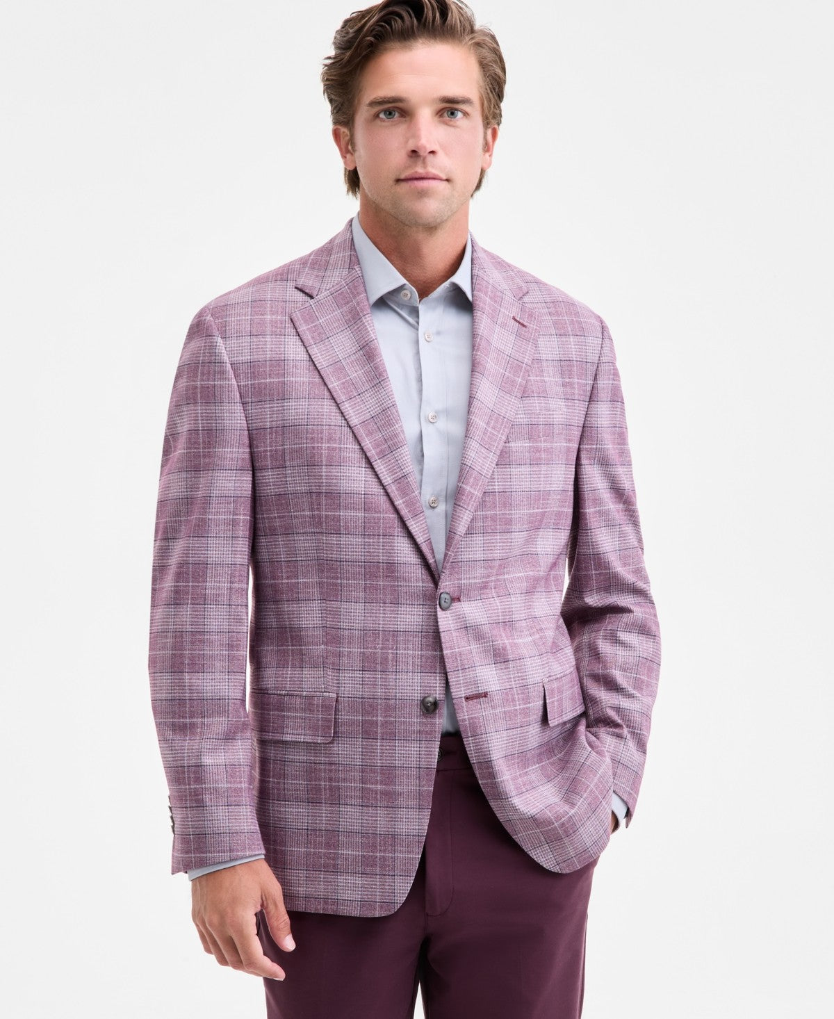 Michael Kors Mens Classic fit Sport Coat Blazer 54 R Purple Blue Plaid
