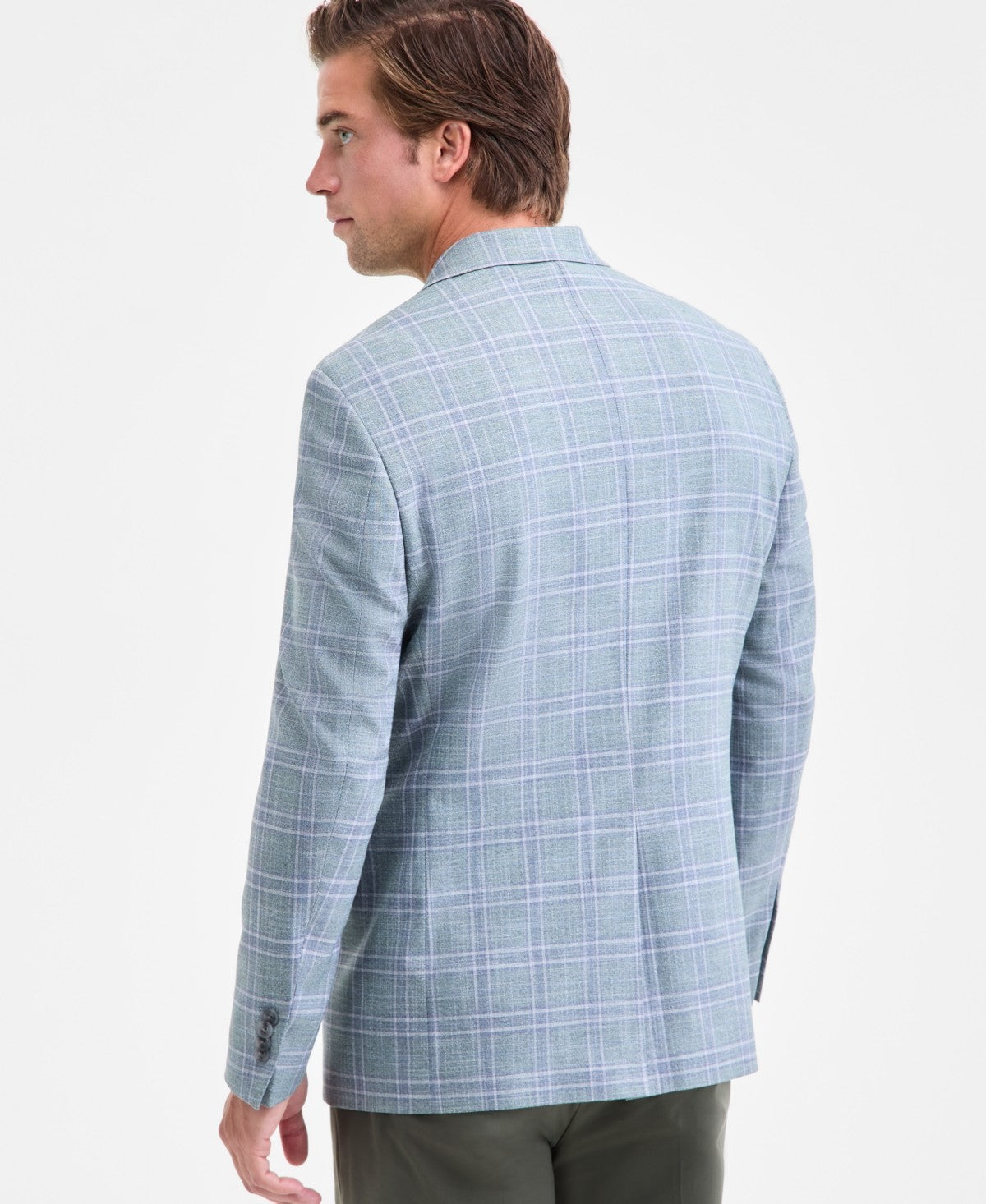 Michael Kors Mens Classic fit Sport Coat Blazer 38 R Seafoam Green Windowpane